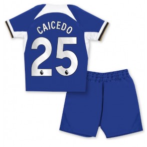 Chelsea Moises Caicedo #25 Koszulka Podstawowych Dziecięca 2023-24 Krótki Rękaw (+ Krótkie spodenki)